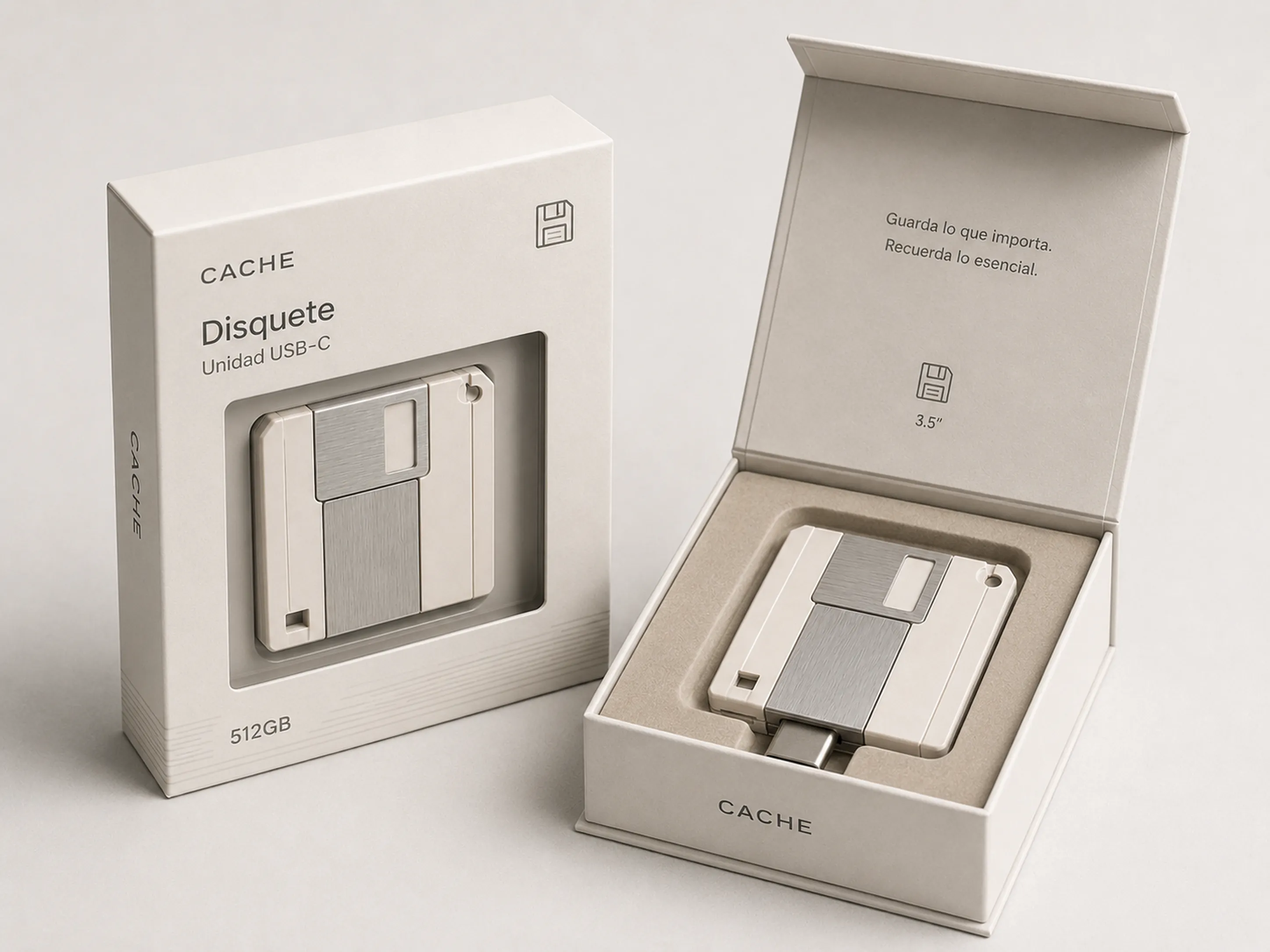 USB con forma de disquete comprimido — packaging