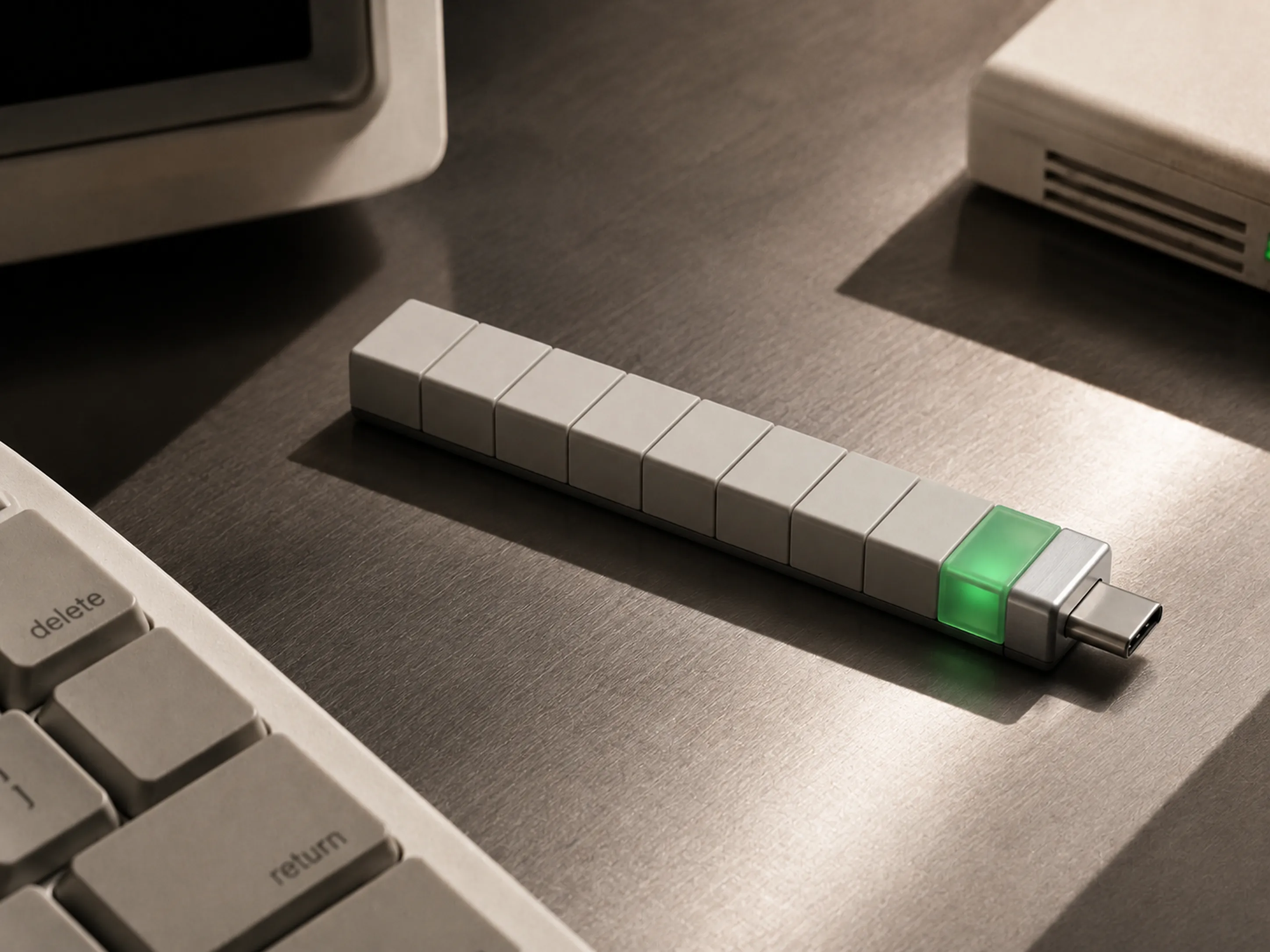 USB con forma de barra de carga — foto editorial