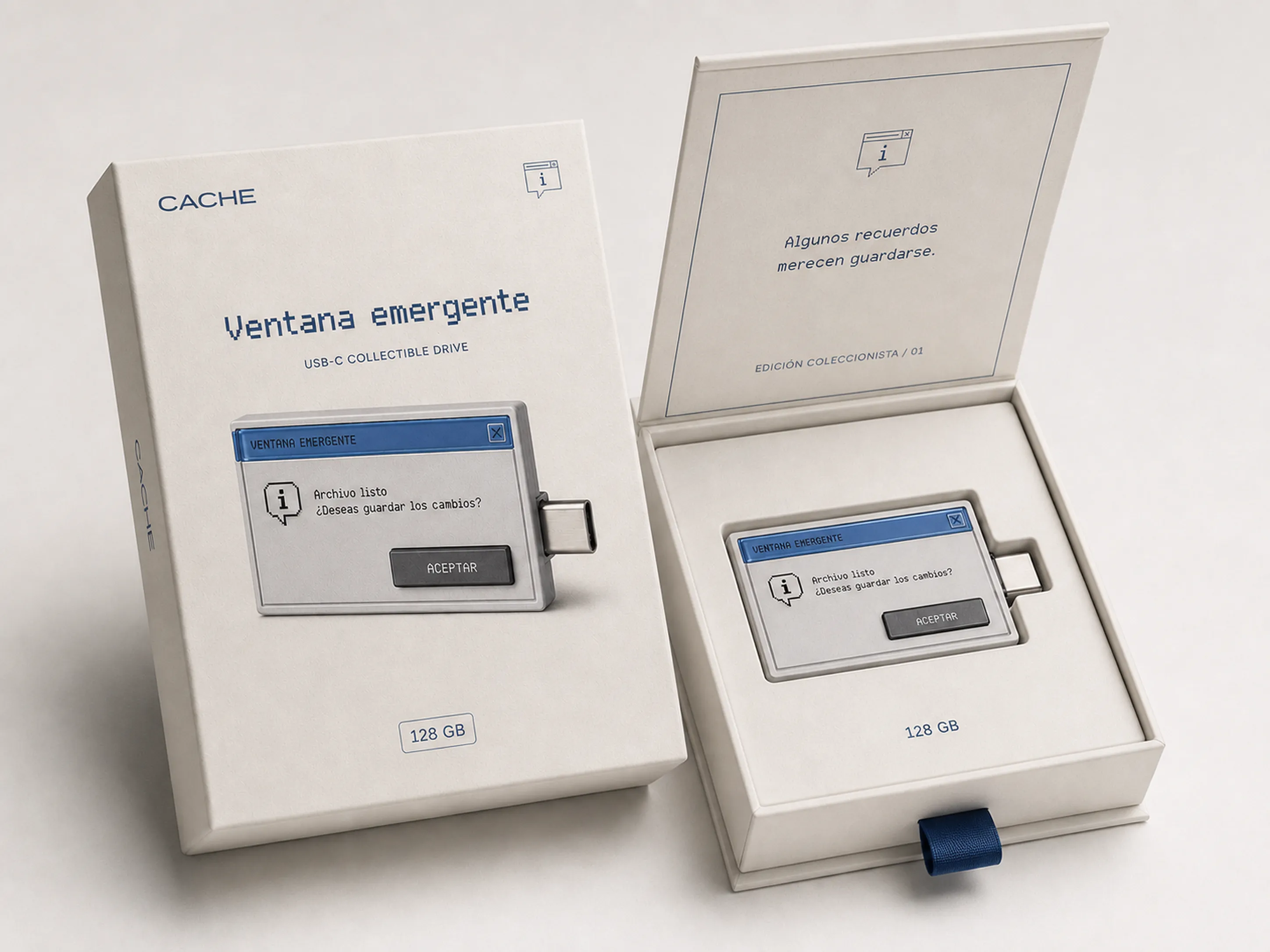 USB con forma de ventana emergente — packaging
